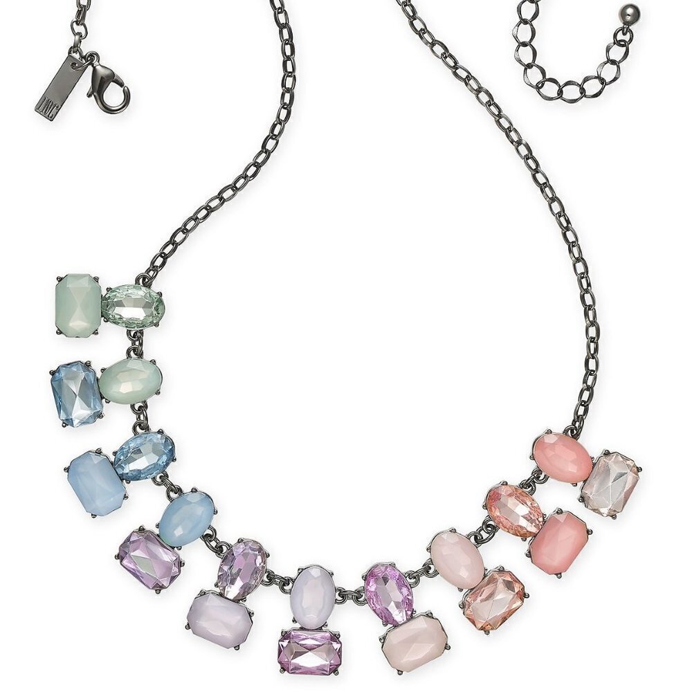 𝅺J82 Hematite-Tone Multi-Stone Statement Necklace